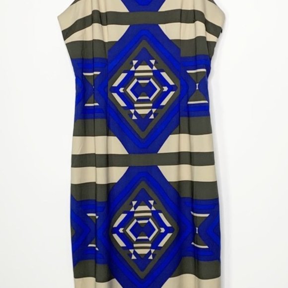 Mara Hoffman Keeper blue geometric print midi dress SZ 8 - Picture 3 of 4